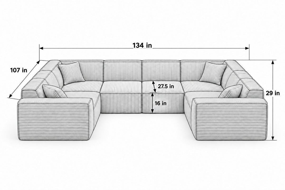 6 Seater U dimensions