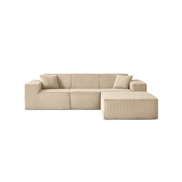 Beige sectional sofa on a white background