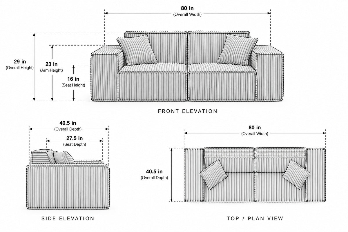 Domino Loveseat dimensions
