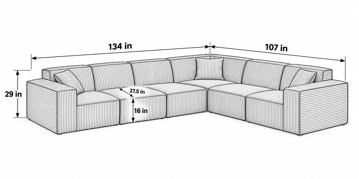 5 Seater with corner R dimensions