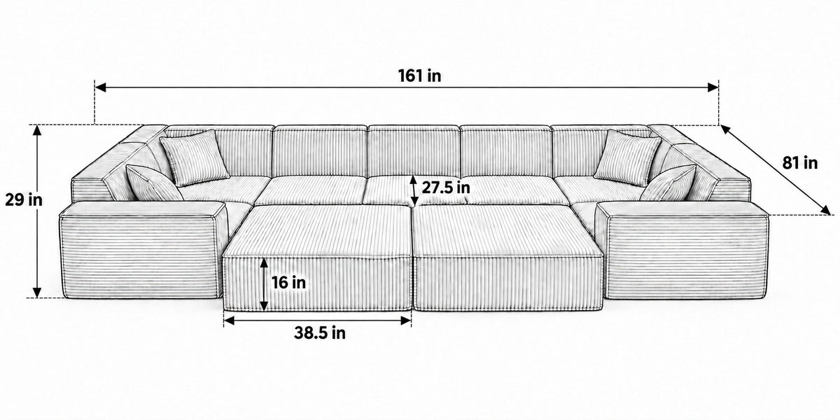7 seater sofa bed dimensions