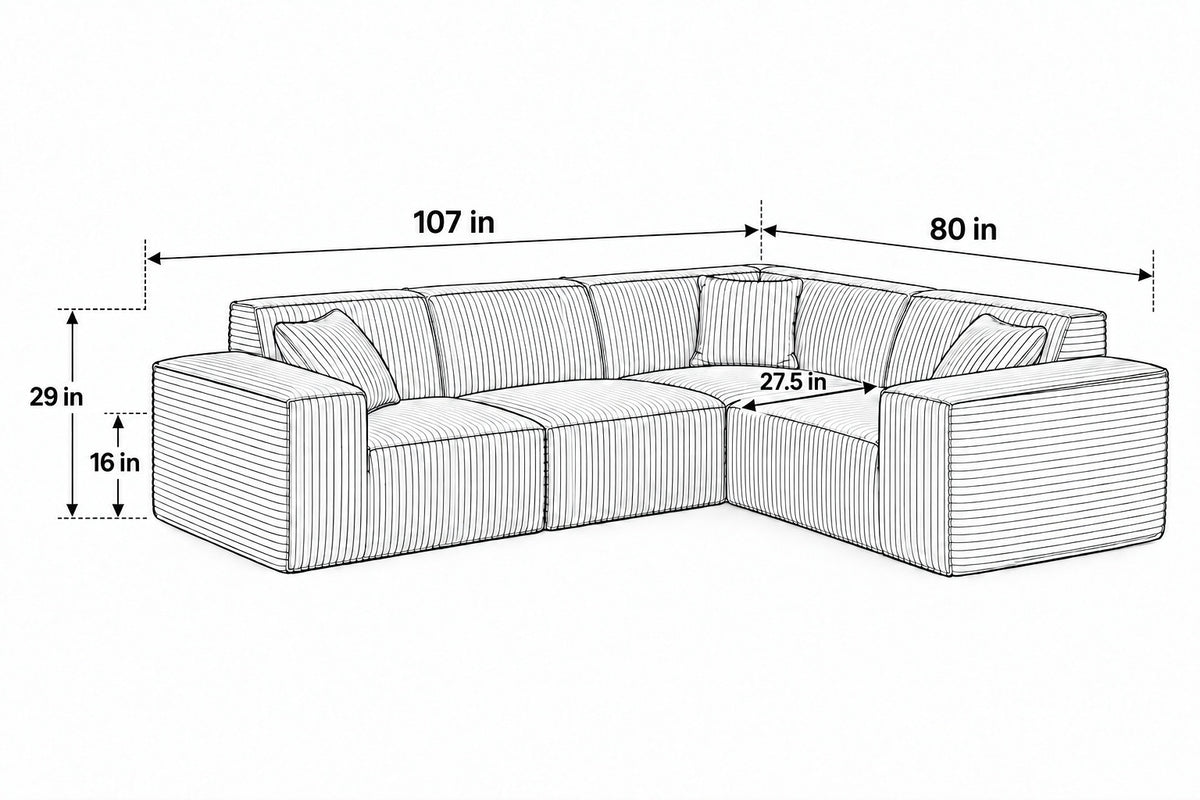 3 Seater with corner R dimensions