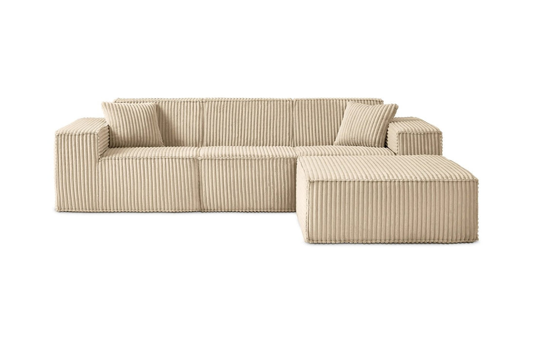 Domino Sectional in Champagne Mist corduroy